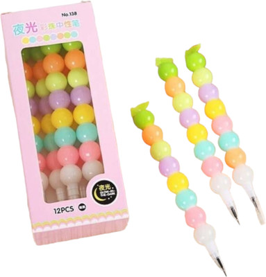 TheCubbyCart Pearl Pen / Pastel Colored Blue Ink Gel Pen(Pack of 6, Ink Color - Blue)