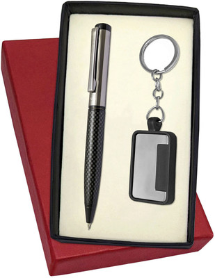 UJJi Check Pattern Ballpen with Metal Keychain Pen Gift Set(Pack of 2, Ink Color - Blue )