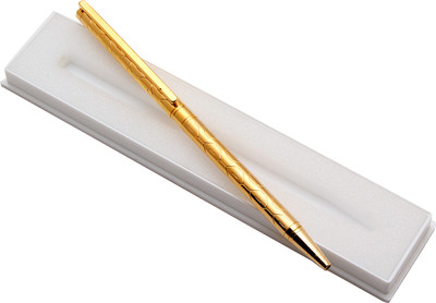 Ledos Sleek Shine Gold Pattern Design Metal Body Ball Pen(Ink Color - Blue Refill)