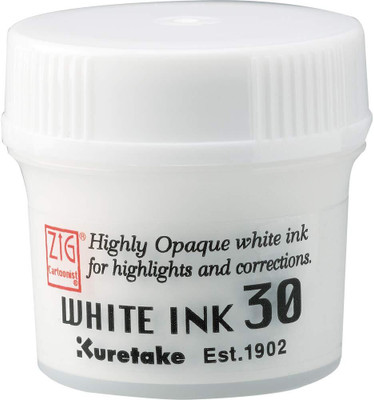 Zig KURETAKE CARTOONIST WHITE INK 30ML Ink Bottle(Ink Color - WHITE INK MADE IN JAPAN)