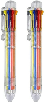 KRYTONE 8 IN 1 Pack 0.5mm Multicolor Ballpoint Pen 8-Color Retractable Ballpoint Pens Ball Pen(Pack of 2, Ink Color - Multicolor)