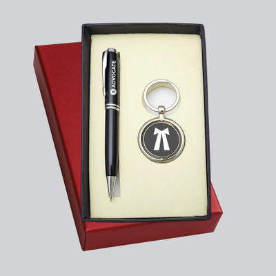 UJJi Advocate Logo 2in1 Set in Metal Rovolving Keychain and Ball Pen(Pack of 2, Ink Color - Blue)
