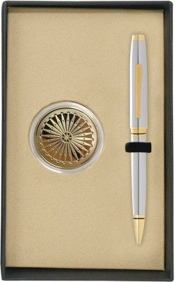 CROSS Coventry Chrome with Gold Appointments Aarya 24kt Gold Plated Coin Pen Gift Set(Pack of 2, Black)