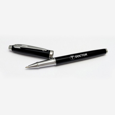 UJJi Doctor Logo Black Shiny Chrome Part Blue Ink Cap Open Roller Ball Pen(Ink Color - Blue)
