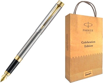 PARKER FOLIO FOUNTAIN PEN SS WITH GOLD TRIM With Paper Gift Bag Fountain Pen(Blue)