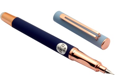 Ledos Luoshi 3949 Matte Blue Metal Body Rose Gold Trims & Hooded Fine Nib Fountain Pen(Converter System)