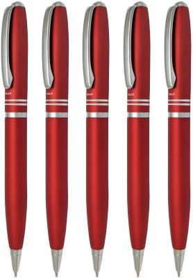 UJJi Two Ring Matte Red Color Twist On & Off Ball Pen(Pack of 5, Ink Color - Blue )