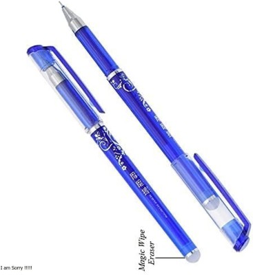 Krink KNP_PEN_R045 Unique Design Blue Ink Erasable with attached Magic Wipe Eraser Roller Ball Pen(Ink Color - Blue)