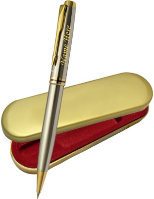 UJJi Dull Chrome Platted with Golden Part Ball Pen(Ink Color - Blue )