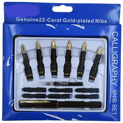 CHROME 6 Nib Gold Plated Calligraphy(Ink Color - Blue)