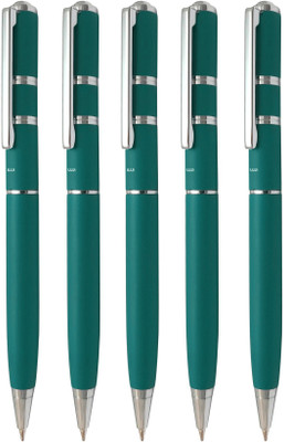 UJJi Teal Green Colour Pen Pack of 5pcs Blue Ink Ball Pen(Pack of 5, Ink Color - Blue )