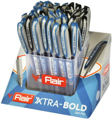 FLAIR Xtra Bold 1.0 mm Ball Pen Stand | Bold Writing With Comfortable Grip Ball Pen(Ink Color - Blue)