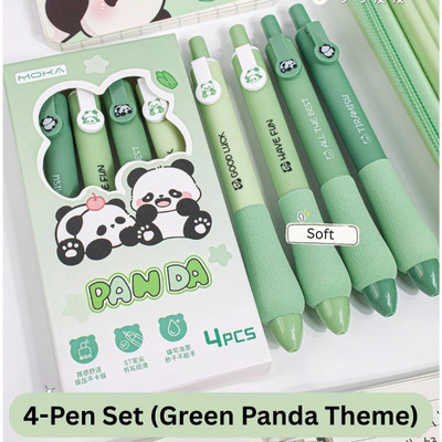 A R International Cute Panda Gel Pen Set - 4 Pcs | Black Ink | Smooth Writing Gel Pen(Ink Color - Black)