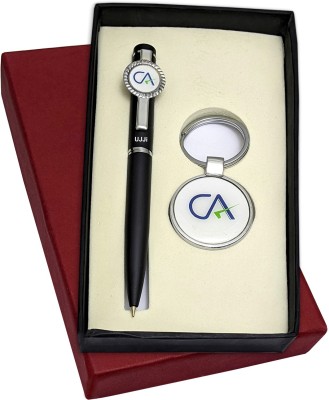 UJJi 2in1 CA Logo Keyring & Ball Pen Combo Keychain and Pen Gift Set(Pack of 2, Blue Ink)