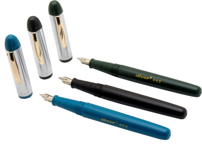 Ledos Set Of 3 Oliver 502 Gold Metal Clip Fountain Pen(Pack of 3, Eyedropper System)