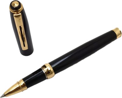 auteur Power Premium Black Roller Ball Pen Metal Body Gold Plated Fine Tip Roller Ball Pen