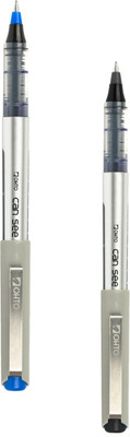 OHTO Cansee 1.0 Pack of 2 (Black and Blue) 1 MM Free Ink Roller Pen Roller Ball Pen(Pack of 2, Ink Color - MULTICOLOUR MADE IN JAPAN)