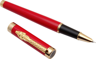 Ledos Jinhao 1008 Tomato Red Metal Body With Cobra Design Clip & Hooded Fine Nib Fountain Pen(Ink Color - Converter System)