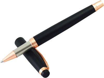 Lestylo Exclusive 828 Click Matt Black Finish Designer Gift Collection Roller Ball Pen(Ink Color - Blue)