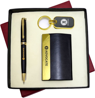 UJJi 3in1 Advocate Logo Set with Black Twist Ball Pen, Keychain and ATM Card Holder Pen Gift Set(Pack of 2, Ink Color - Blue )