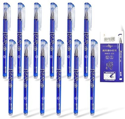 apcatio Fine Tip Erasable Gel Pens Blue Ink Rollerball Pens Rub-Out Friction Pens Gel Pen(Pack of 12, Ink Color - Blue)