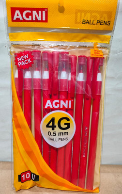 SHAW AGENCY Agni 4G 0.5 ball pen Ball Pen(Pack of 10, Ink Color - Red)