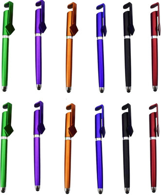 SBE Collections 3-in-1 Ballpoint Pen with Mobile Stand, Stylus & Screen Wipe for Touchscreen Multi-function Pen(Pack of 12, Ink Color - Blue)
