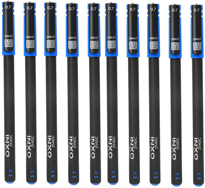 DOMS Inxo Classic Ballpoint Pen| 0.7mm Needle Tip| ULV Ink Technology Ball Pen(Pack of 10, Ink Color - Blue)