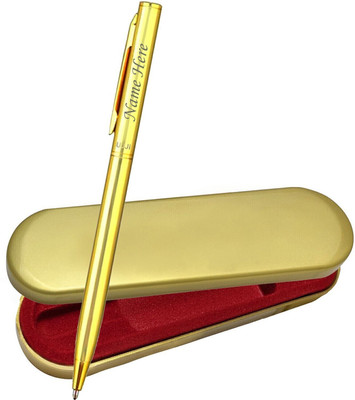 UJJi Name Engraved Shiny Gold Colour Metal Ball Pen(Ink Color - Blue )