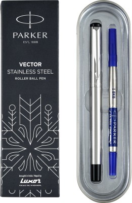 PARKER Vector Stainless Steel, Chrome Trim Roller Ball Pen(Ink Color - Blue)