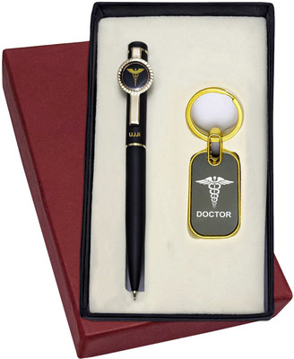 UJJi 2in1 Doctor Logo Engraved Keyring & Ball Pen Combo Keychain and Pen Gift Set(Pack of 2, Ink Color - Blue )