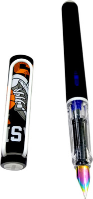 auteur 4085 Student Rainbow Nib Erasable Black Fountain Pen For Boys, School & Collage Fountain Pen