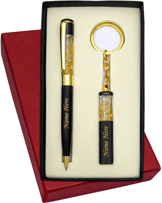 UJJi Name Pen in Brass Material with Zari Filled Golden Pen Gift Set(Pack of 2, Ink Color - Blue )