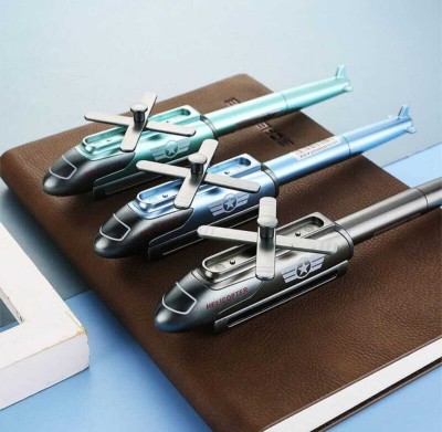 AMANVANI Helicopter Light Metal Gel Pen Set With Comfortable Grip Gel Pen(Pack of 4, Blue)