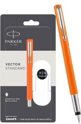 PARKER Vector Standard, Chrome Trim, Fine Nib With 3 Ink Cartridges Fountain Pen(Ink Color - Blue)