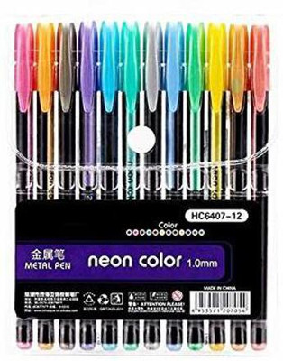 goodiebox neon colour Gel Pen(Pack of 12, Ink Color - Multicolor)