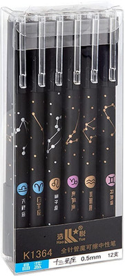 fixer Space Themed Erasable Pen With Assorted Eraser Smudge Proof Gel Pen(Pack of 3, Ink Color - Blue)