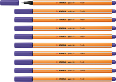 Stabilo Point 88 | 0.4mm Fine liner Pen | 88/55 Fineliner Pen(Pack of 10, Ink Color - Violet)