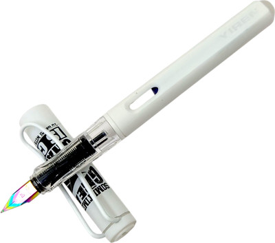 auteur Football Lover White Fountain Pen With Rainbow Fine Nib & Erasable Ink Cartridge Fountain Pen(Ink Color - Blue)