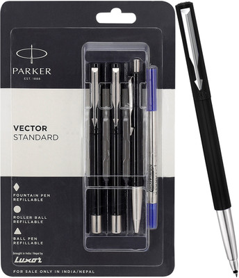 PARKER Vector Standard Triple Black Body Color (Fountain Pen+Roller Ball Pen+Ball Pen) Pen Gift Set