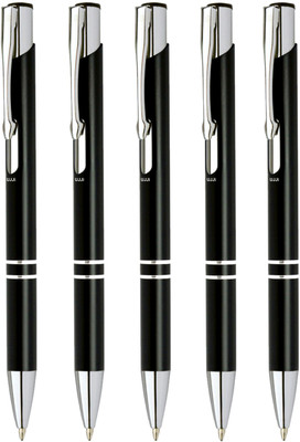 UJJi Gloss Black Color Retractable Ball Pen(Pack of 5, Ink Color - Blue )