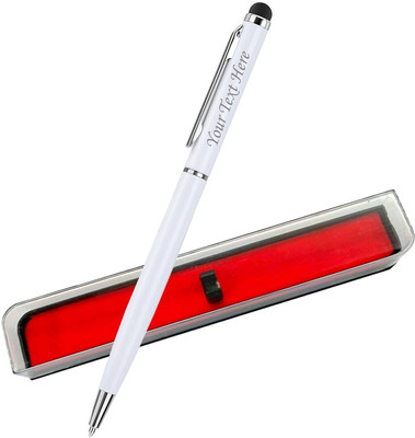 UJJi Name Pen in Extra Slim Design White Metal with Stylus for Touch Screen Multi-function Pen(Ink Color - Blue )