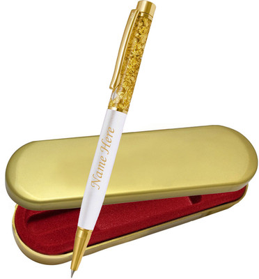 UJJi Matte Finish Zari Gold White Colour Body Ball Pen(Ink Color - Blue )