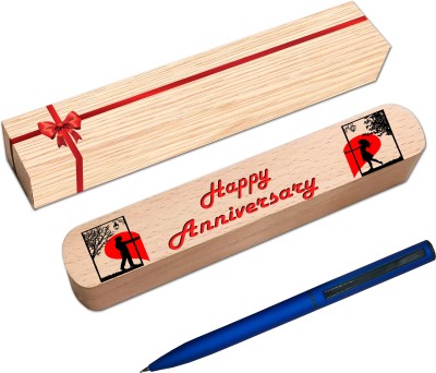 Klowage Saint Navy Blue Slim Ball Pen with Happy Anniversary Gift box and Bag and Bag Ball Pen(Blue)