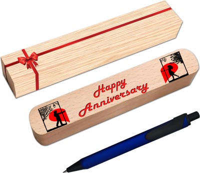 Klowage Saint Triangle Navy Blue Ball Pen with Happy Anniversary Gift Box and Bag Ball Pen(Blue)
