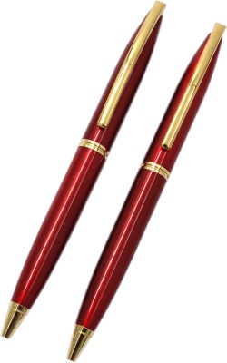 auteur Executive Series 156 Red Designer Metal Body With Gold Plated Clip Gift Ball Pen(Pack of 2, Ink Color - Blue)