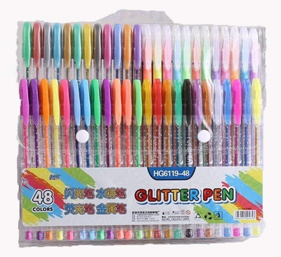 FRKB 48pc Glitter Gel pens Set with 1.0 mm tip Gel Pen(Pack of 48, Ink Color - Multicolor)