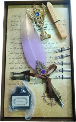 URBAN BOX Feather Quill Pen, Calligraphy Pen Retro Pen And Ink For Gift Writing Stamp Set Calligraphy(Pack of 10, Ink Color - Black)