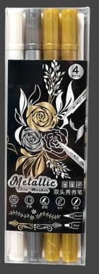 53 Arts 1 Marker Ink(Pack of 4, Ink Color - Gold, Silver)