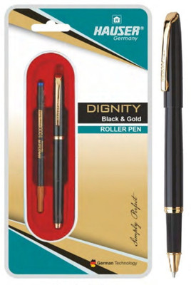 HAUSER Dignity Black Gold Roller Ball Pen(Ink Color - Blue)